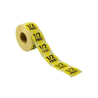 Rabattmerker ½ pris, Ø43 mm, 1000 stk. - Rabatmærker og udsalgsskilte