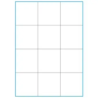 A4-12 slids, 12 Utstansede etiketter/ark, 70,0 x 73,8 mm, hvit matt, 100 ark - 
