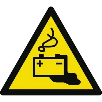 Advarselslabel der signalerer batteri til opladning, ISO 7010 W026 - Sikkerhetsskilt