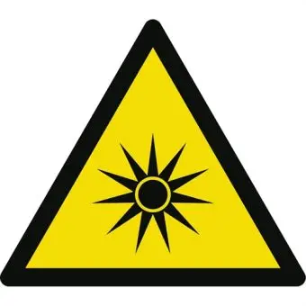 Advarselslabel der signalerer optisk stråling, ISO 7010 W027 - Sikkerhetsskilt