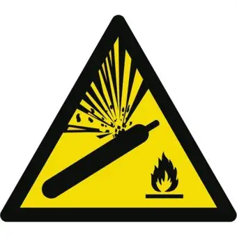 Advarselslabel der signalerer trykflasker fjernes ved brand, ISO 7010 W029 - Sikkerhetsskilt