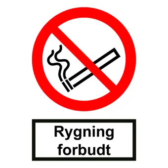 Forbudsskilt der indikerer rygning forbudt, ISO 7010 P002 - Forbudsskilte