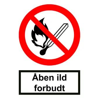 Forbudsskilt der indikerer åben ild forbudt, ISO 7010 P003 - Forbudsskilte