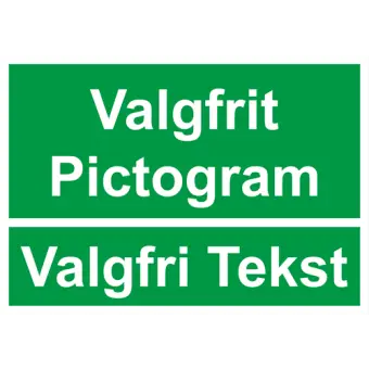 Nødskilt med egen tekst og eget pictogram - Nødskilte