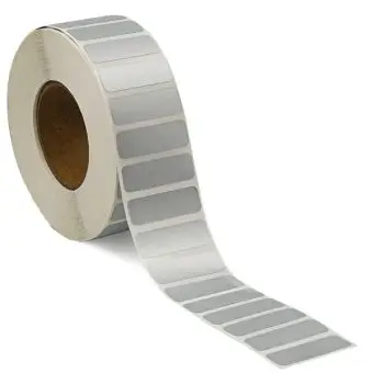 Sølvpolyesteretiketter på rull, 30x10 mm, 2.500 stk. - Sølvpolyester