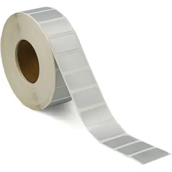 Sølvpolyesteretiketter på rull, 30x15 mm, 2.500 stk. - Sølvpolyester