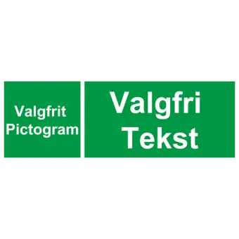 Nødskilt med egen tekst og eget pictogram - Nødskilte