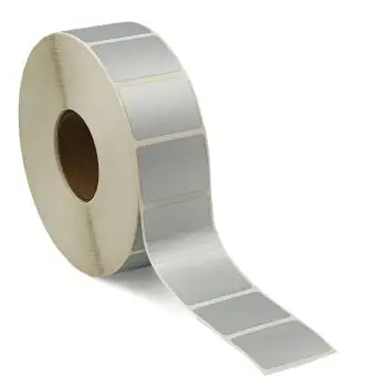 Sølvpolyesteretiketter på rulle, 35 x 25 mm, 2.500 stk. - Sølvpolyester