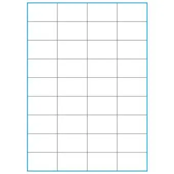 A4-36 slids, 36 Utstansede etiketter/ark, 52,5 x 32,8 mm, hvit matt, 100 ark - A-4 etiketter, hvit matt