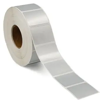 Sølvpolyesteretiketter på rulle, 40 x 30 mm, 2.000 stk. - Sølvpolyester