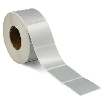 Sølvpolyesteretiketter på rulle, 40 x 40 mm, 1.000 stk. - Sølvpolyester