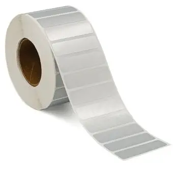 Sølvpolyesteretiketter på rulle, 45 x 12 mm, 2.500 stk. - Sølvpolyester