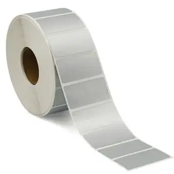 Sølvpolyesteretiketter på rulle, 50 x 25 mm, 2.500 stk. - Sølvpolyester