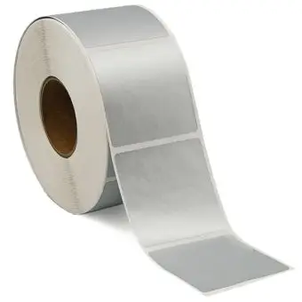 Sølvpolyesteretiketter på rulle, 50 x 50 mm, 1.000 stk. - Sølvpolyester