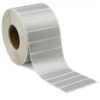 Sølvpolyesteretiketter på rulle, 60 x 15 mm, 2.500 stk. - Sølvpolyester