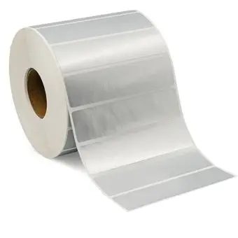 Sølvpolyesteretiketter på rull, 100x25 mm, 2.500 stk. - Sølvpolyester
