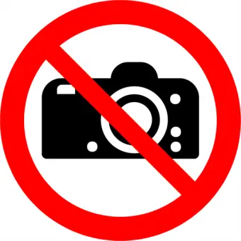 Forbudsskilt der indikerer ingen fotografering, ISO 7010 P029 - Sikkerhetsskilt