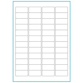A4-48, 48 Utstansede etiketter/ark, 45,7 x 21,2 mm, hvit matt, 100 ark - A-4 etiketter, hvit matt
