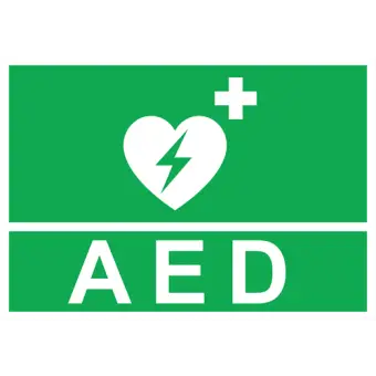 Nødskilt der indikerer hjertestarter, ISO 7010 E010 - Nødskilte