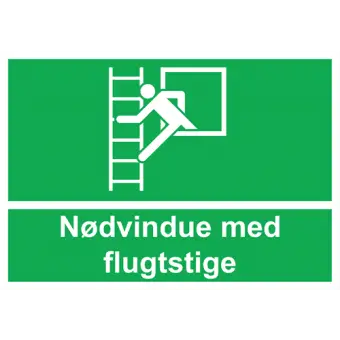 Nødskilt der indikerer nødvindue med flugtstige, ISO 7010 E016 - Nødskilte