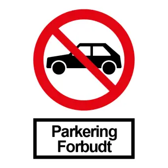 Forbudsskilt der indikerer Parkering forbudt - Sikkerhetsskilt