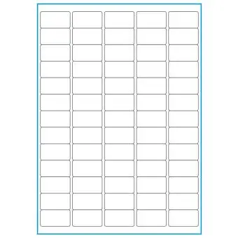 A4-65, 65 Utstansede etiketter/ark, 38,1 x 21,2 mm, hvit matt, 100 ark - A-4 etiketter, hvit matt