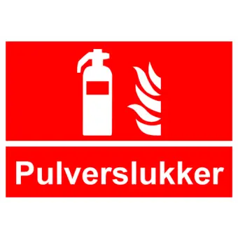 Brandskilt der indikerer pulverslukker, ISO 7010 F001 - Brandskilte