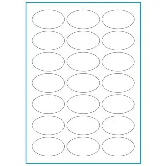 A4-21 oval, 21 Utstansede etiketter/ark, 60,0 x 35,0 mm, hvit matt, 100 ark - A-4 etiketter, hvit matt