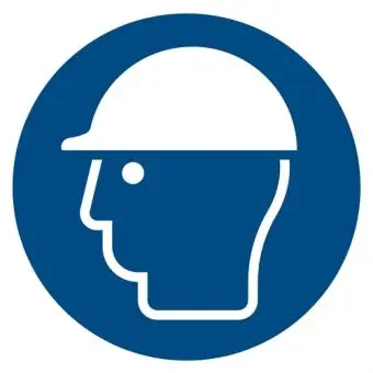 Påbudsskilt der indikerer, at hjelm er påbudt, ISO 7010 M014 - Sikkerhetsskilt