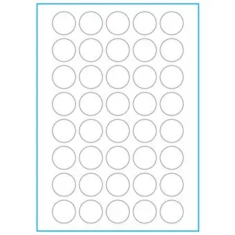 A4-Ø30, 40 Utstansede etiketter/ark, Ø30 mm, hvit matt, 100 ark - 
