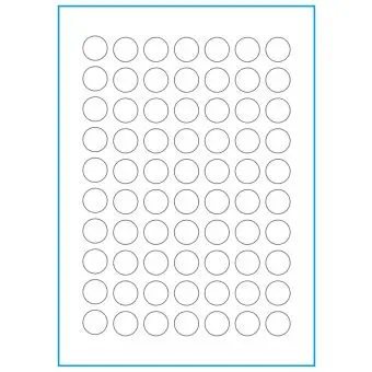 A4-Ø20, 70 Utstansede etiketter/ark, Ø20 mm, hvit matt, 100 ark - 