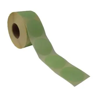 Rund etikett, Ø50, lys grønn, 1000 stk. - Runde fargede, Ø50 mm
