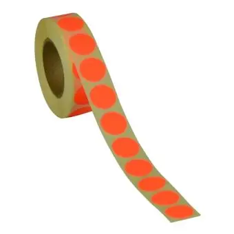 Rund etikett, Ø19, rød neon, 1000 stk. - Runde fargede, Ø19 mm