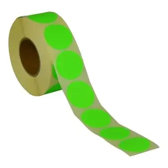 Rund etikett, Ø32, grønn neon, permanent lim, 1000 stk. - Runde fargede, Ø32 mm
