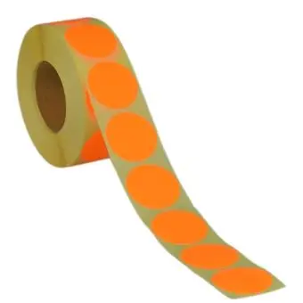 Rund etikett, Ø32, oransje neon, permanent lim, 1000 stk. - Runde fargede, Ø32 mm