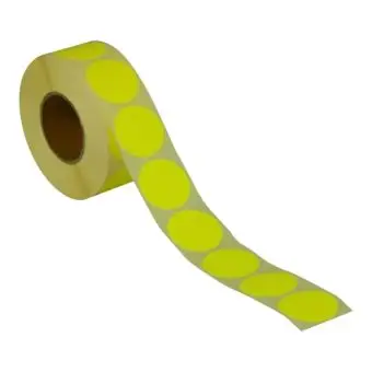 Rund etikett, Ø32, gul neon, permanent lim, 1000 stk. - Runde fargede, Ø32 mm