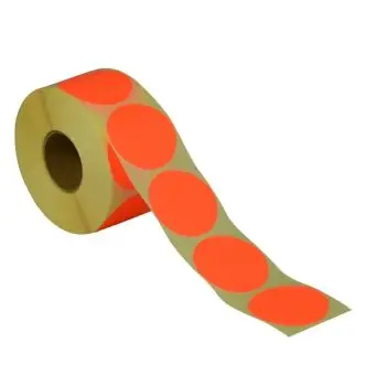 Rund etikett, Ø50, rød neon, permanent lim, 1000 stk. - Runde fargede, Ø50 mm