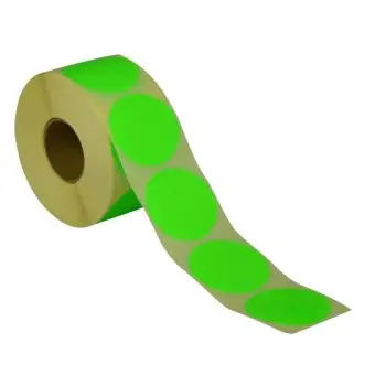 Rund etikett, Ø50, grønn neon, permanent lim, 1000 stk. - Runde fargede, Ø50 mm