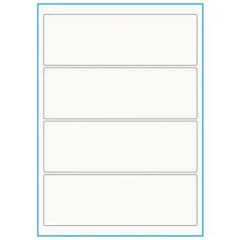 A4-4 smal, 100% resirkulert 4 Utstansede etiketter/ark, 195,0 x 65,0 mm, off-white / matt, 75 ark - Etiketter i ark for skrivere