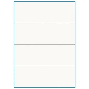 A4-4-smal slids, 100% resirkulert, 4 Utstansede etiketter/ark, 210,0 x 73,8 mm, off-white / matt, 75 ark - Etiketter i ark for skrivere