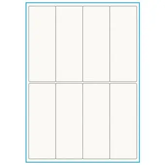 A4-8 smal, 100% resirkulert 8 Utstansede etiketter/ark, 50,0 x 140,0 mm, off-white / matt, 75 ark - Etiketter i ark for skrivere