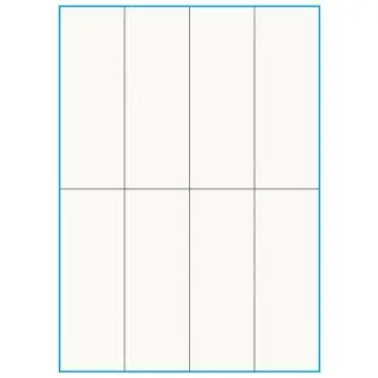 A4-8-smal slids, 100% resirkulert, 8 Utstansede etiketter/ark, 52,5 x 147,6 mm, off-white / matt, 75 ark - Etiketter i ark for skrivere