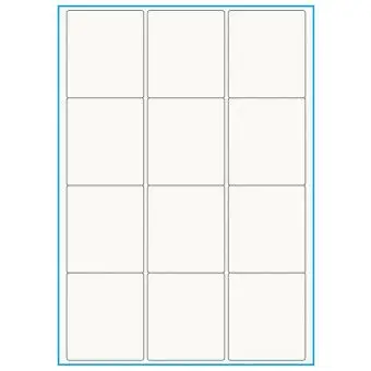 A4-12, 100% resirkulert 12 Utstansede etiketter/ark, 63,5 x 72,0 mm, off-white / matt, 75 ark - Etiketter i ark for skrivere