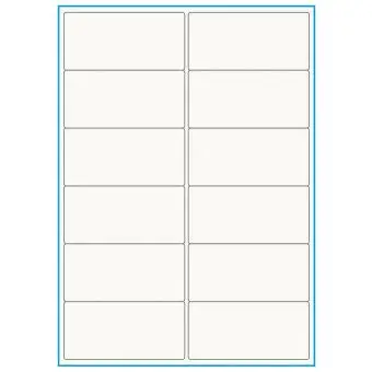 A4-12 smal, 100% resirkulert 12 Utstansede etiketter/ark, 99,1 x 47,5 mm, off-white / matt, 75 ark - Etiketter i ark for skrivere