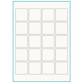 A4-20 kvad., 100% resirkulert 20 Utstansede etiketter/ark, 45,0 x 45,0 mm, off-white / matt, 75 ark - Etiketter i ark for skrivere