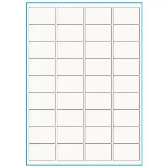 A4-36, 100% resirkulert 36 Utstansede etiketter/ark, 48,0 x 31,0 mm, off-white / matt, 75 ark - Etiketter i ark for skrivere