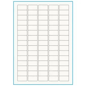 A4-75, 100% resirkulert 75 Utstansede etiketter/ark, 34,0 x 18,0 mm, off-white / matt, 75 ark - Etiketter i ark for skrivere