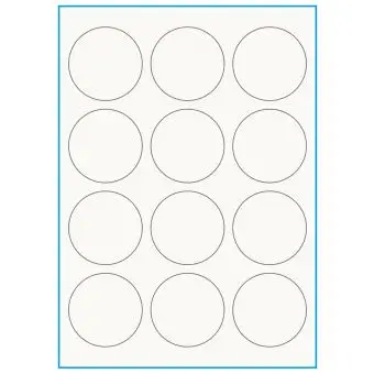 A4-Ø60, 100% resirkulert 12 Utstansede etiketter/ark, Ø60,0 mm, off-white / matt, 75 ark - 