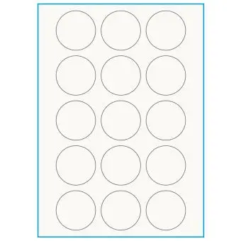 A4-Ø50, 100% resirkulert 15 Utstansede etiketter/ark, Ø50 mm, off-white / matt, 75 ark - 