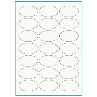 A4-21 ovale, 100% resirkulert 21 Utstansede etiketter/ark, Oval 60,0 x 35,0 mm, off-white / matt, 75 ark - Etiketter i ark for skrivere
